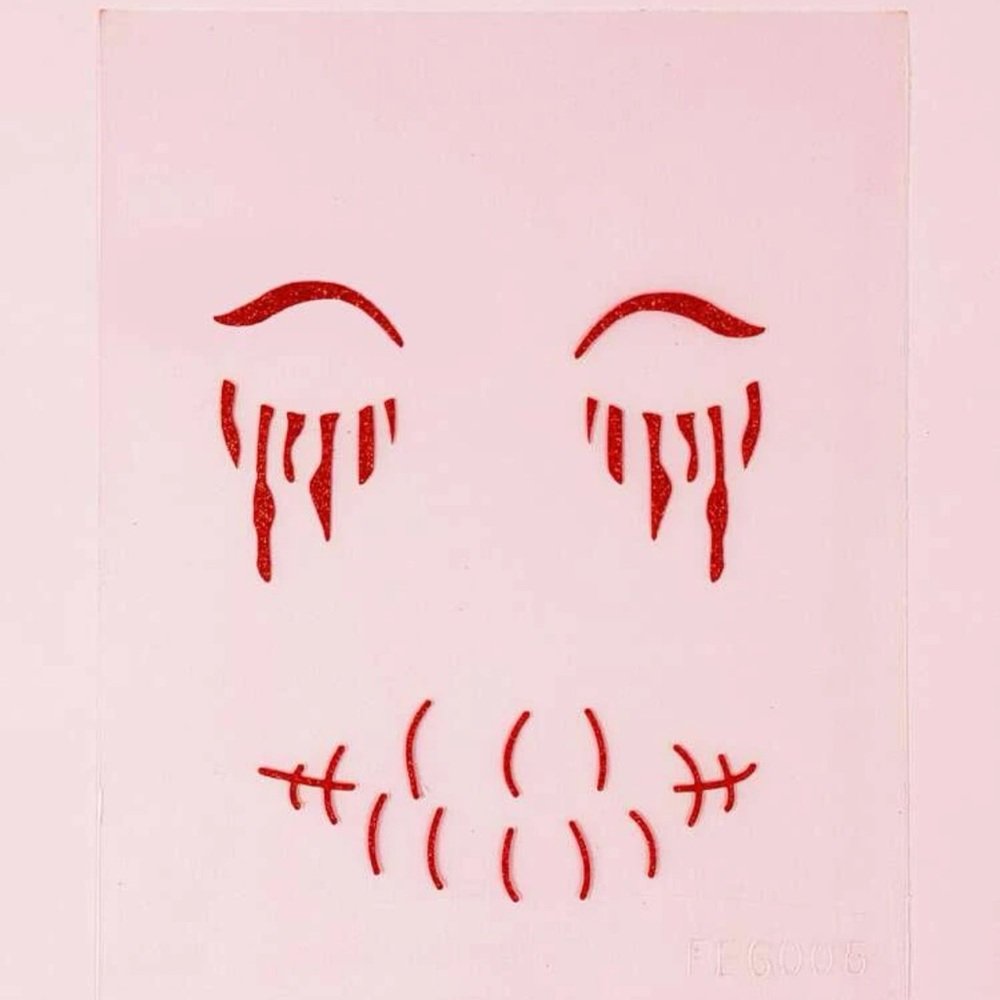 🩸 Awesome Sheet Of Glittery Blood Drip Costume Face Stickers 🧛‍♀️